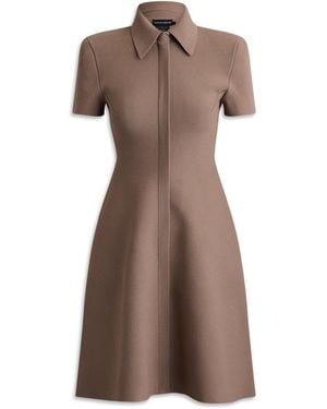 Scanlan Theodore Crepe Knit Mini Zip Dress - Brown