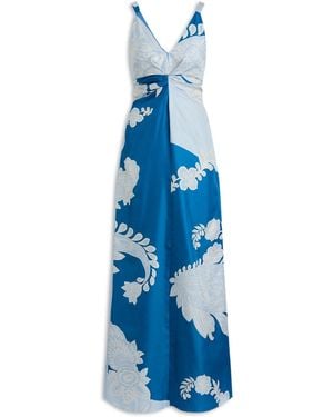 Scanlan Theodore Silk Harrow Print Dress - Blue