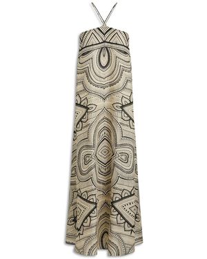 Scanlan Theodore Linen Ottoman Print Dress - White