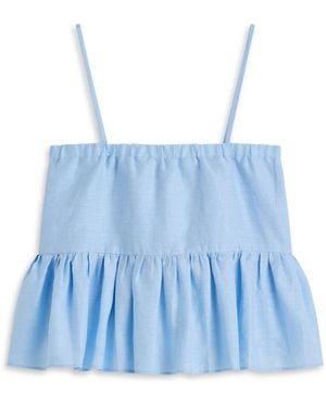 Scanlan Theodore Linen Peplum Top - Blue