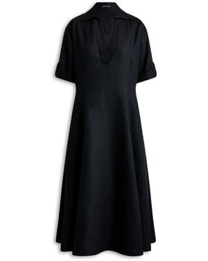 Scanlan Theodore Linen Roll Up Sleeve Dress - Black