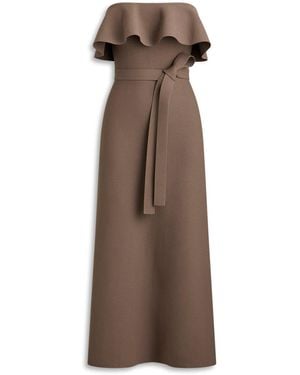 Scanlan Theodore Crepe Knit Ruffle Strl Dress - Brown