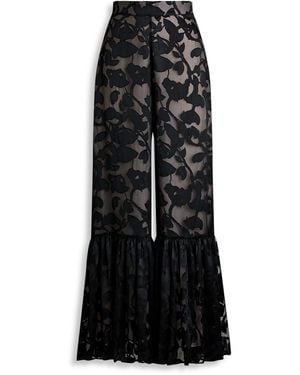Scanlan Theodore Silk Burnout Satin Tier Trouser - Black