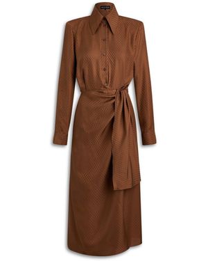 Scanlan Theodore Silk Chain Jacquard Wrap Dress - Brown