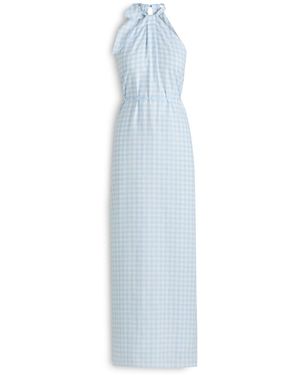 Scanlan Theodore Gingham Tie Neck Dress - Blue
