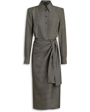 Scanlan Theodore Silk Chain Print Wrap Dress - Gray