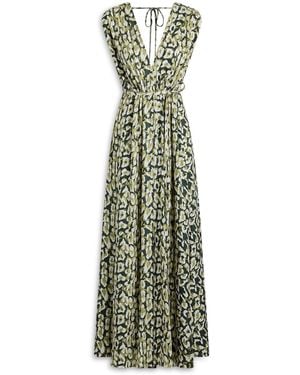 Scanlan Theodore Silk Jacquard Animal Print Dress - Green