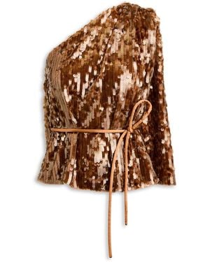 Scanlan Theodore Sequin One Shoulder Top - Brown