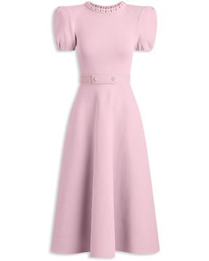 Scanlan Theodore Crepe Knit Gather Sleeve Dress - Pink