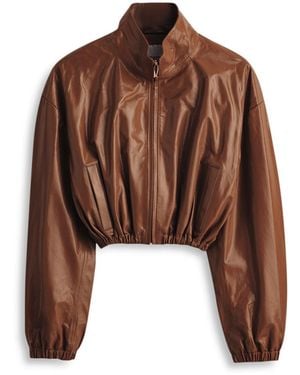 Scanlan Theodore Funnel Neck Leather Jacket - Brown