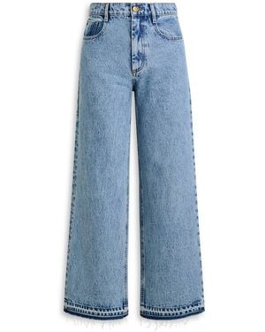 Scanlan Theodore Denim Cropped Frayed Hem Jean - Blue