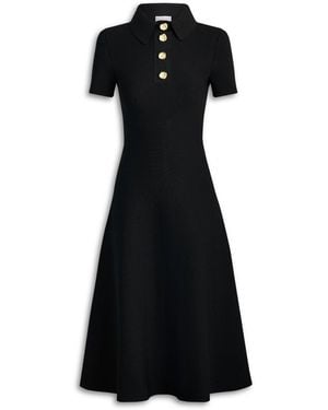 Scanlan Theodore Crepe Knit Poppy Shirt Dress - Black