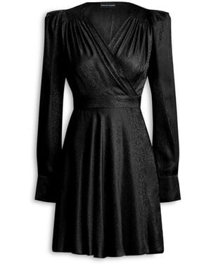 Scanlan Theodore Silk Jacquard Gather Sleeve Mini - Black