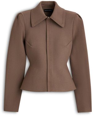 Scanlan Theodore Crepe Knit Peplum Collar Jacket - Brown
