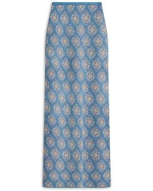 Scanlan Theodore Knit Brocade Long Pencil Skirt - Blue
