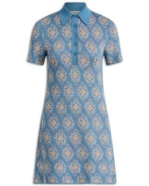 Scanlan Theodore Knit Brocade Shirt Dress - Blue
