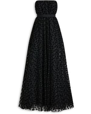 Scanlan Theodore Velvet Print Tulle Gown - Black