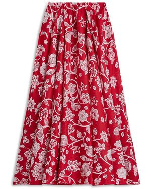 Scanlan Theodore Linen Tropical Bonded Skirt - Red