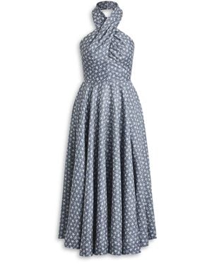 Scanlan Theodore Linen Printed Halter Dress - Blue