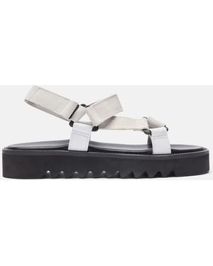 SCAROSSO Wooster V White Suede Sandals - Black