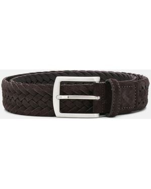SCAROSSO Cintura Marrone Intrecciata Scamosciata - Noir