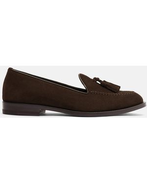 SCAROSSO Sienna Brown Suede Loafers