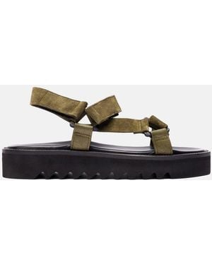 SCAROSSO Wooster V Khaki Suede Sandals - Black