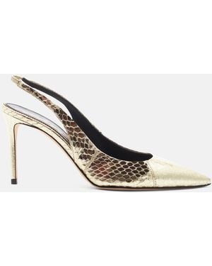 SCAROSSO Sutton Gold Elaphe Pumps - Metallic