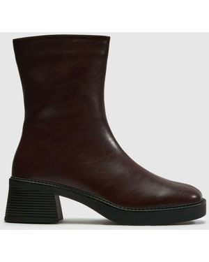schuh Beauty Square Toe Chunky Boot Boots - Brown