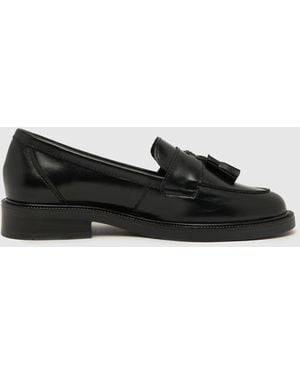 schuh Lina Leather Tassel Loafer Flats - Black