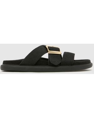 schuh Tear Leather Footbed Sandals - Black