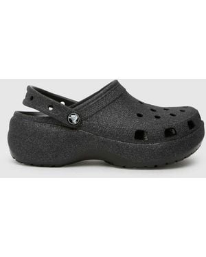 Crocs™ Classic Platform Glitter Clog Sandals In - Black