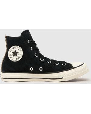 Converse All Star Hi Winterluxe Leopard Trainers - Black