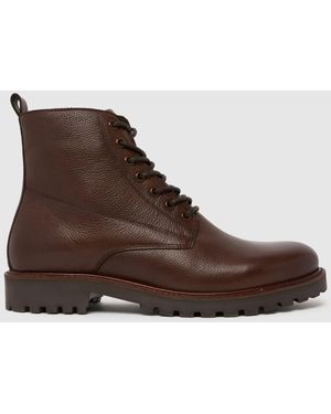 schuh Griffin Leather Lace Up Boots - Brown