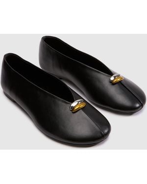 schuh Latte Round Toe Ballet Flats - Black