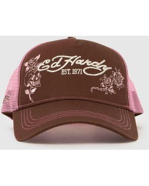 Ed Hardy Embroiderey Trucker - Brown