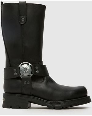 New Rock High Biker Boots In - Black