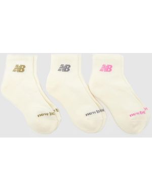 New Balance Ankle Knit Logo Socks 3Pk - Natural