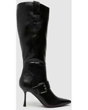 Schuh Darbie Buckle Point Knee Boots In - Black