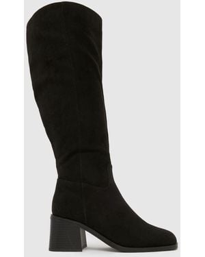 schuh Dot Block Heel Knee High Boots - Black