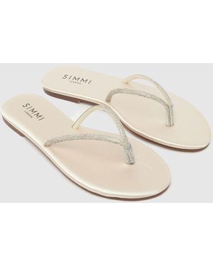 SIMMI Ersil Diamante Flip Flop Sandals - White