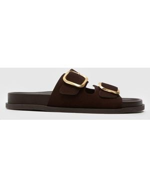 schuh Tylee Buckle Footbed Sandals - Brown