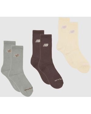 New Balance Midcalf Logo Socks 3 Pack - Brown