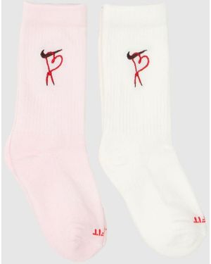 Nike Kids Valentines Crew Sock 2 Pk - Pink