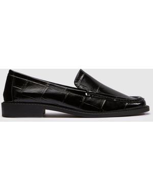 schuh Lipstick Croc Loafer Flats - Black