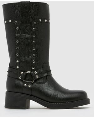 schuh Atlas Leather Stud Biker Boots - Black
