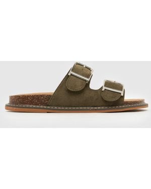 schuh Tamika Buckle Footbed Sandals - Green