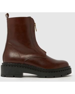 schuh Amber Leather Zip Boots - Brown