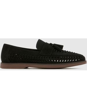 schuh Robbie Woven Loafer Shoes - Black