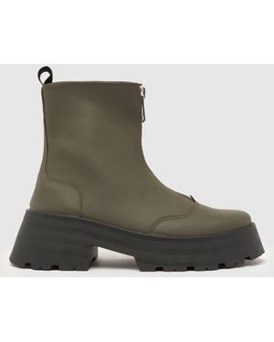 schuh Arnold Chunky Zip Front Boots - Green